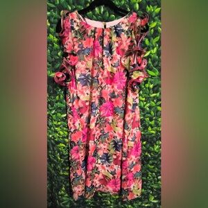 NWOT Vince Camuto Multi Color Mini Dress - Size 16 (Peach Red Pink)